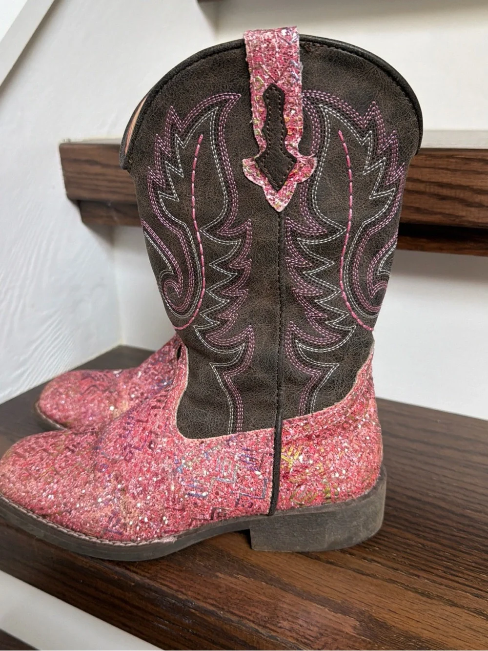Kids Glitter Pink Western Cowboy Boots  Size 2 Barbie Core